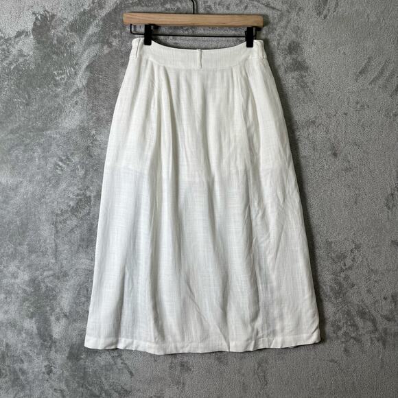 L*Space White Button Front Midi Skirt Women’s Size Small Boho Pocketed Slits - Picture 5 of 5